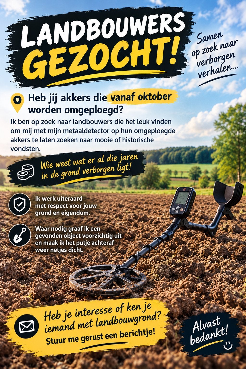 Omgeploegde akkers ivm hobby metaaldetectie, Ophalen