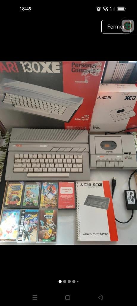 Ordinateur Vintage ATARI 130XE en boîte avec cales et jeux., Computers en Software, Ophalen of Verzenden, Atari
