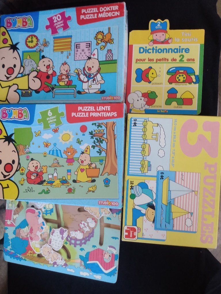 Lot de 4 puzzles et 1 livre, 2 à 4 ans, Enlèvement, Utilisé, 10 à 50 pièces