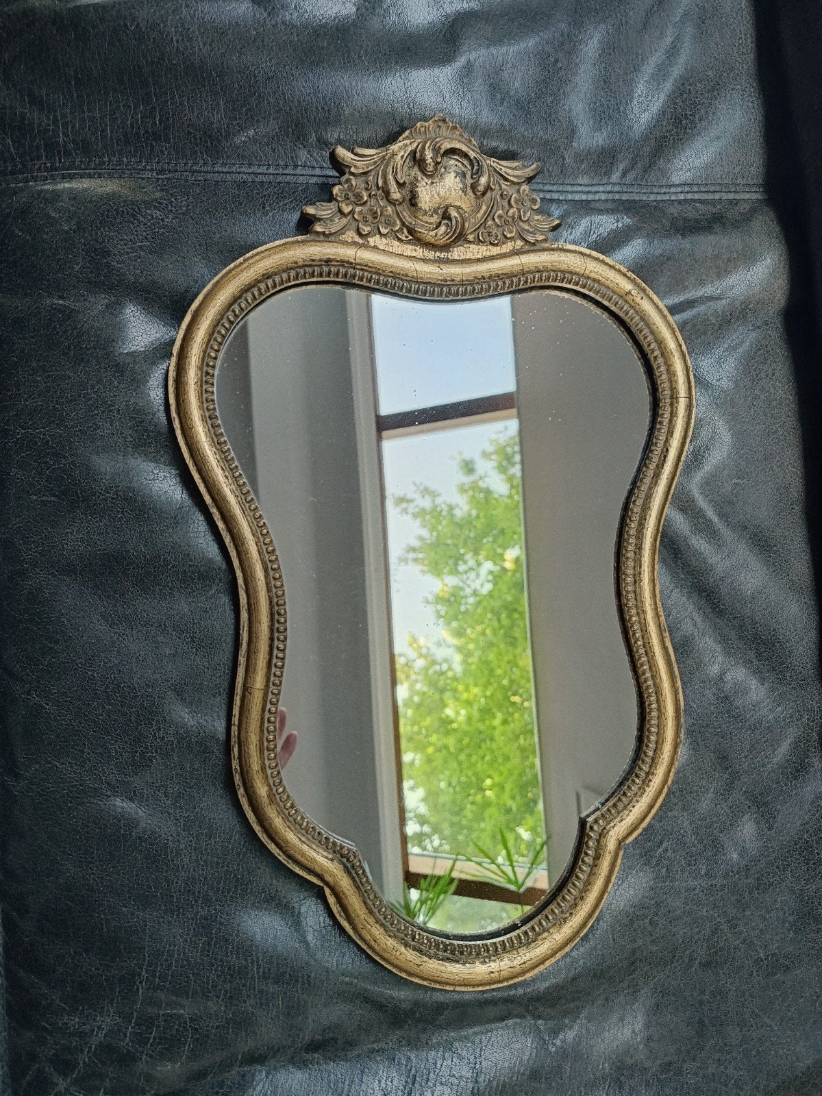 Miroir ancien en métal doré, Antiquités & Art, Enlèvement ou Envoi