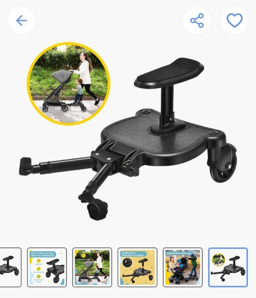 Heppiebabie universeel meerijdplankje met zitje afneembaar, Kinderen en Baby's, Ophalen, Nieuw, Kinderwagen, Overige merken