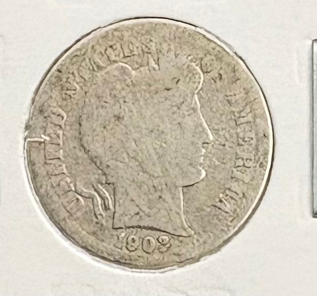 Silver Barber Dime 1909, États-Unis, Enlèvement ou Envoi