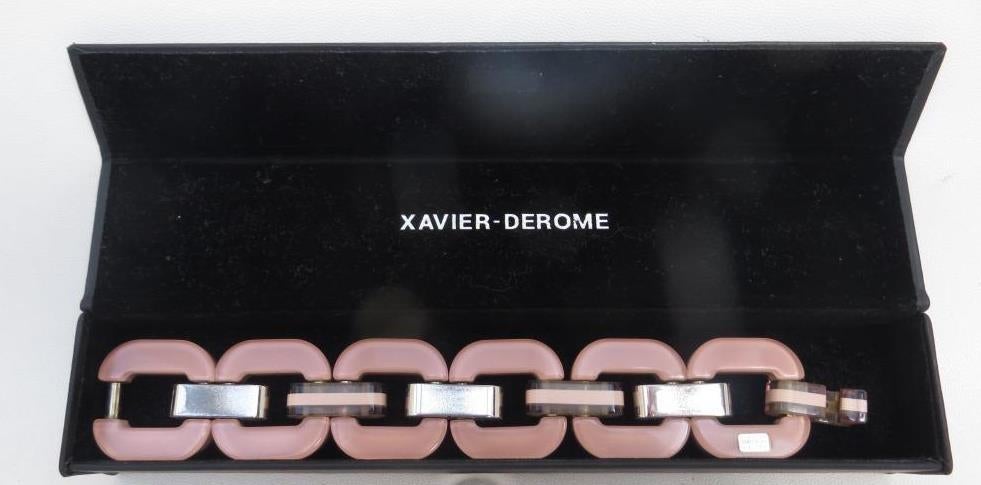 roze armband met 6 schakels Xavier Derome, Handtassen en Accessoires, Armbanden, Ophalen of Verzenden, Gebruikt, Roze, Kunststof of Plastic