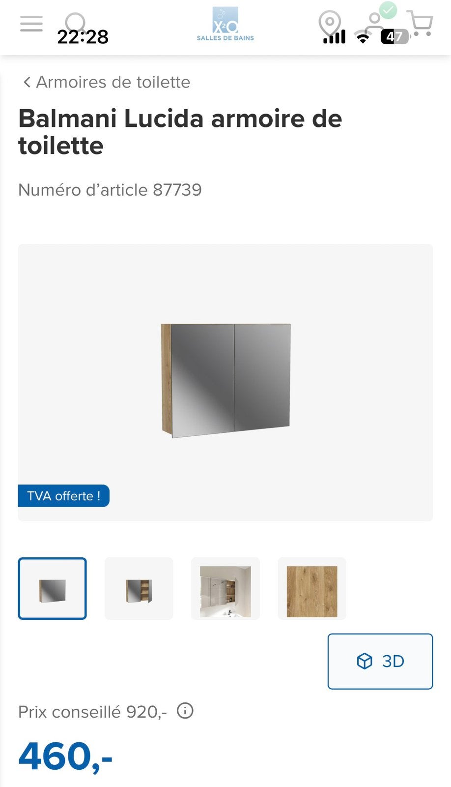 Armoir miroir neuve, Ophalen, Spiegelkast, Nieuw, 50 tot 100 cm