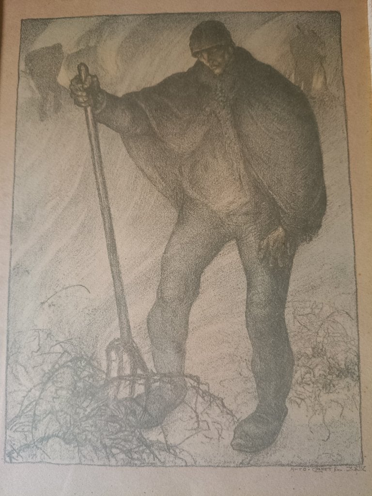 Originele lithografie ANTO CARTE, Belgische kunstenaar, Antiek en Kunst, Ingelijst, Ophalen, Personages en Fantasiefiguren, Lithografie