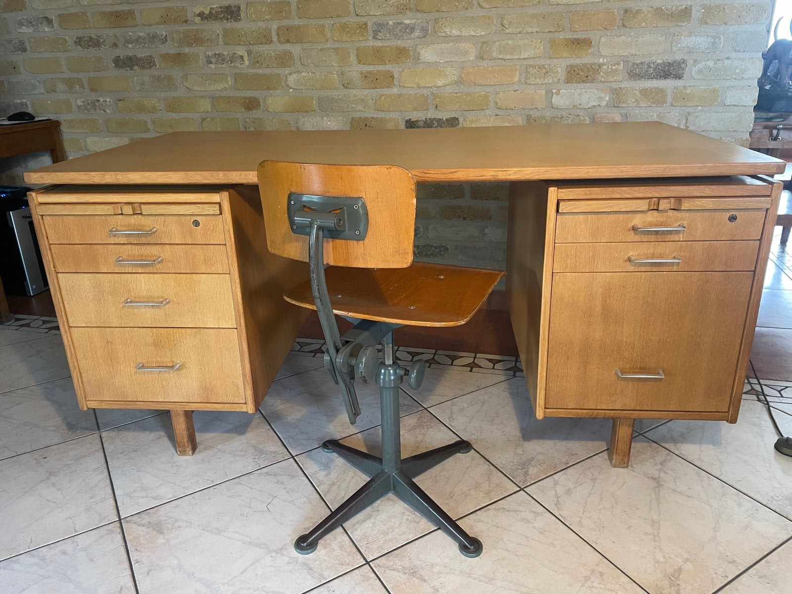 Bureau scandinave Mid Century de qualité Vintage'60, Autres marques, Bureau d'ordinateur, 150 cm, Vintage