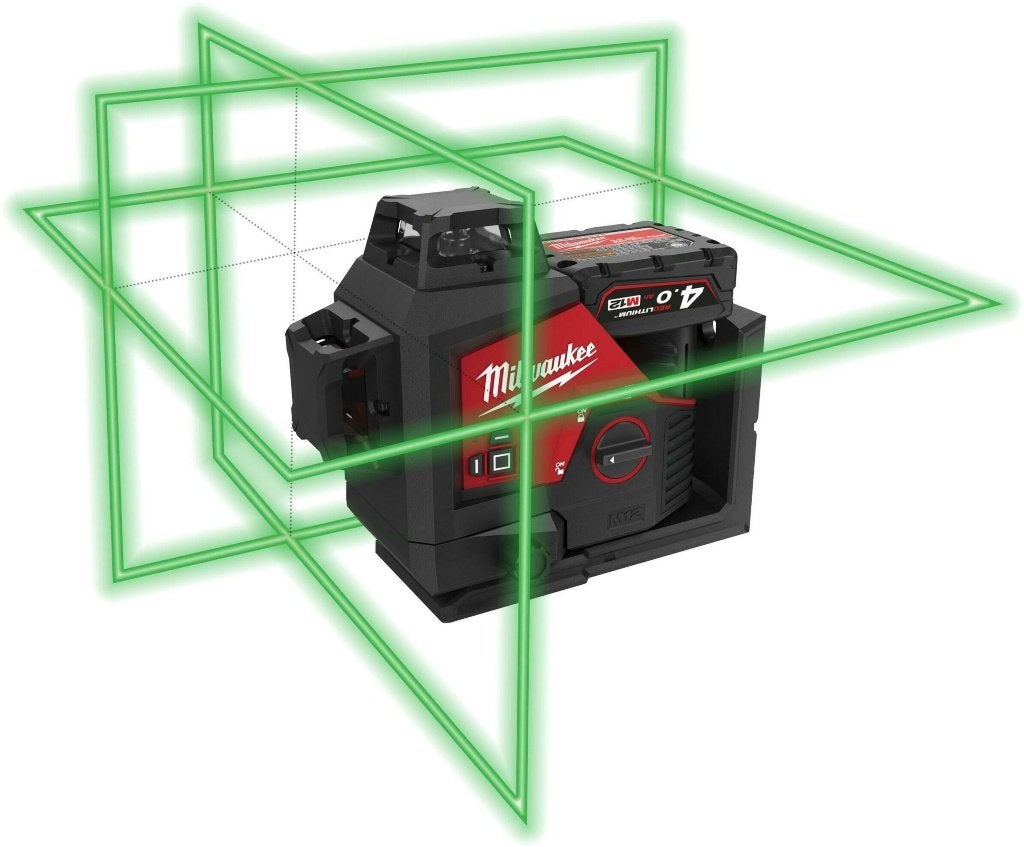 Laser vert à lignes croisées 3D Milwaukee M12 3PL-401C, Bricolage & Construction, Enlèvement, Comme neuf, Autres appareils de mesure ou compteurs