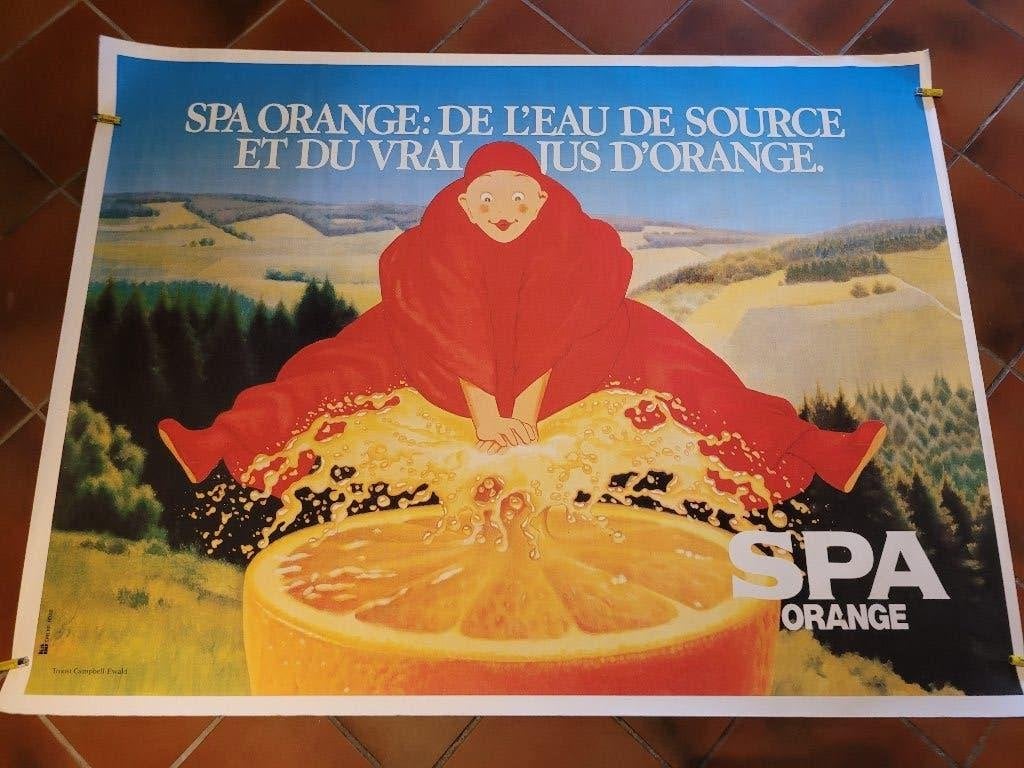 Affiche Spa Orange originale, Verzamelen, Posters, Gebruikt, Reclame, Deurposter of groter, Rechthoekig Liggend, Ophalen
