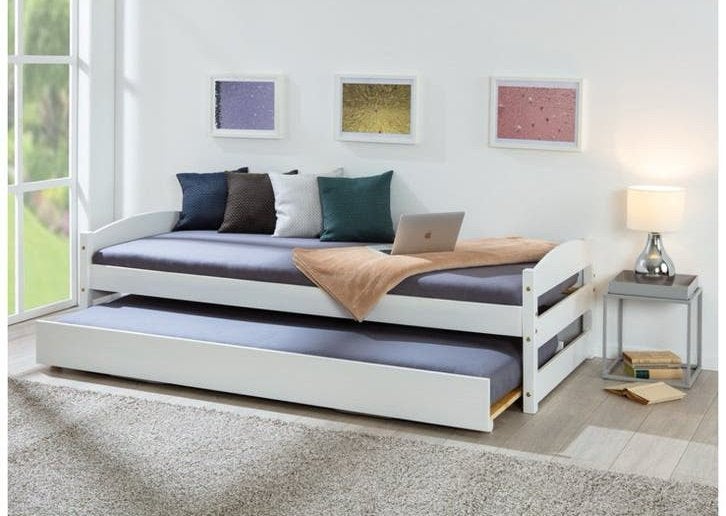 Bed Vindas 90x200 met verstelbaar logeerbed, Ophalen, Hout, 100 cm, Verstelbaar