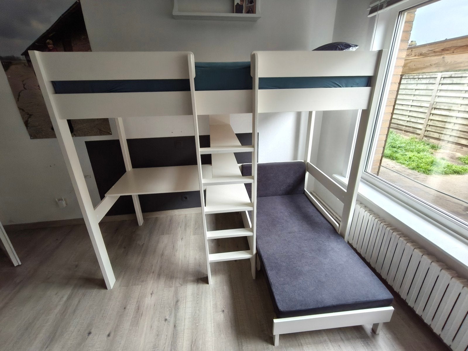 Hoogslaper Pino met bureau en logeerbed, Huis en Inrichting, Ophalen, 90 cm, Hoogslaper