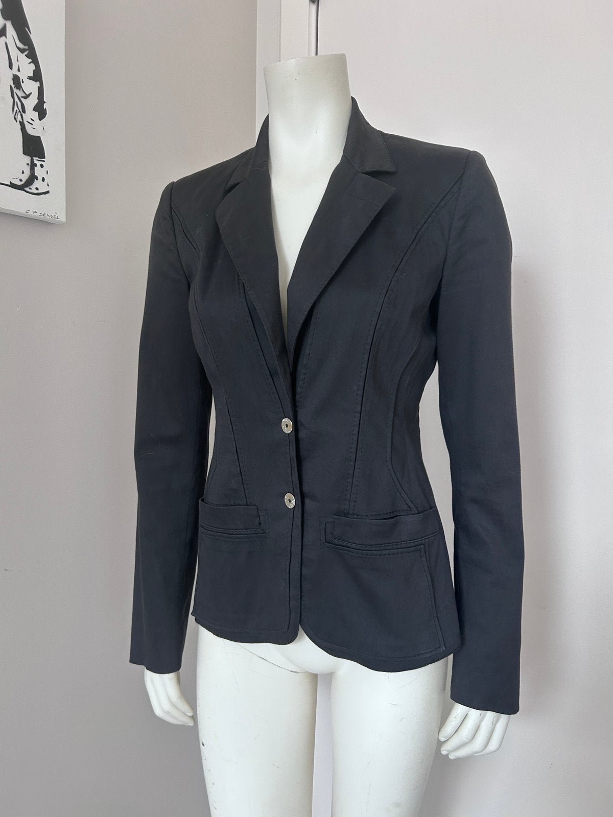 Roberto Cavalli zwarte katoenen blazer IT40 FR36, Ophalen of Verzenden, Gedragen, Zwart