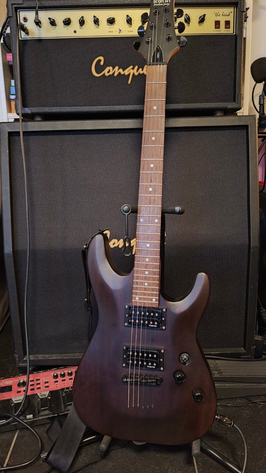 Schecter Omen 6 in Walnut Brown Satin, Enlèvement, Utilisé, Solid body, Autres marques