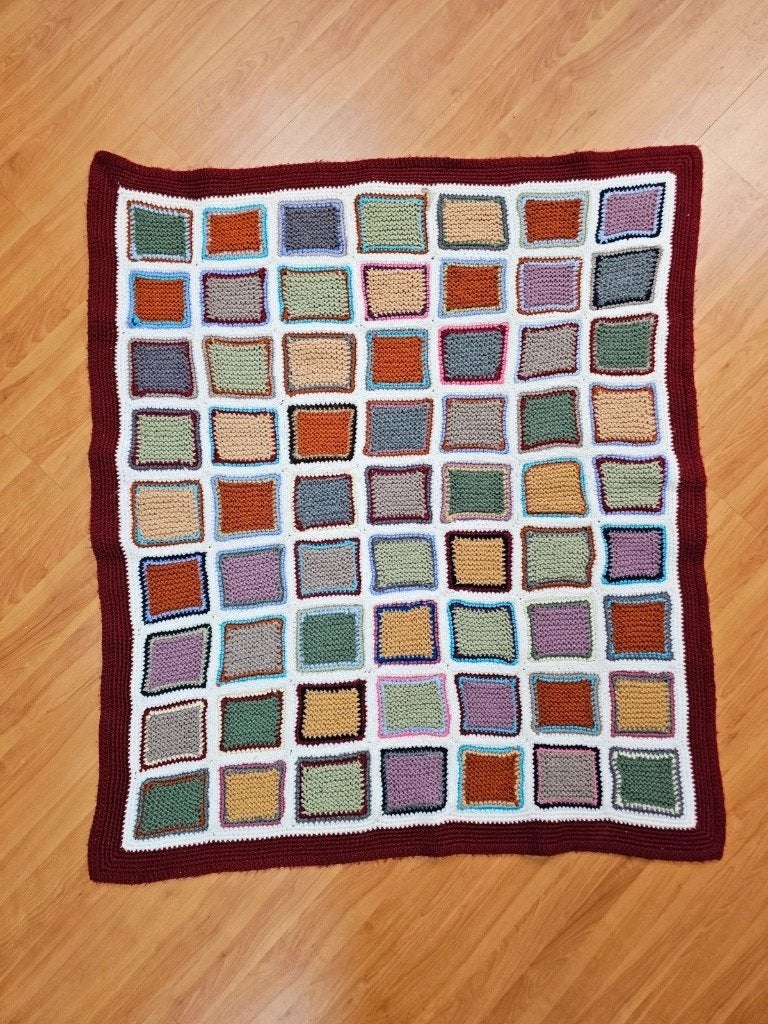 Granny-Square Deken 110/125, Ophalen of Verzenden, Gebruikt, Rood, Gehaakt