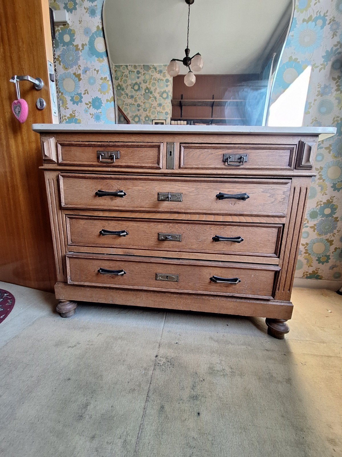 commode ancienne a tiroir, 5 tiroirs ou plus, Enlèvement, Utilisé, Autres essences de bois