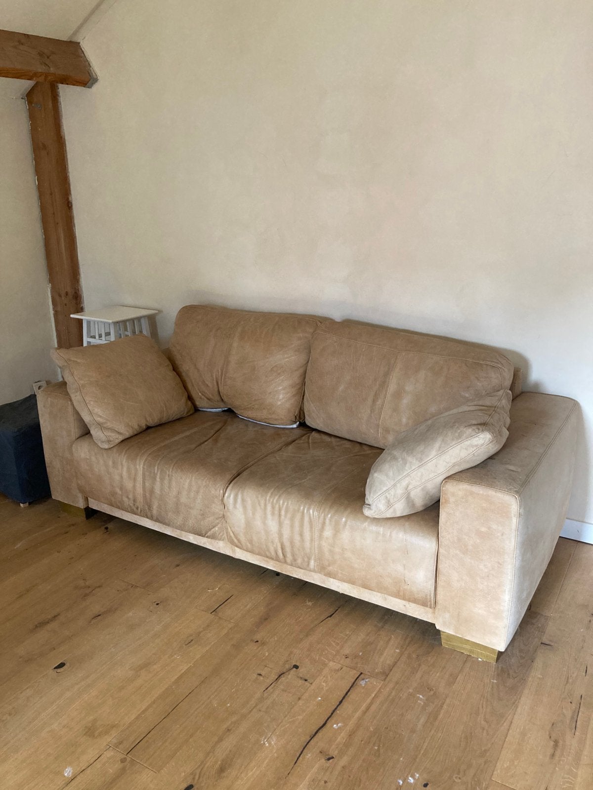 Twee-zit, ruim, zacht, leer, beige, Enlèvement, Comme neuf, Cuir