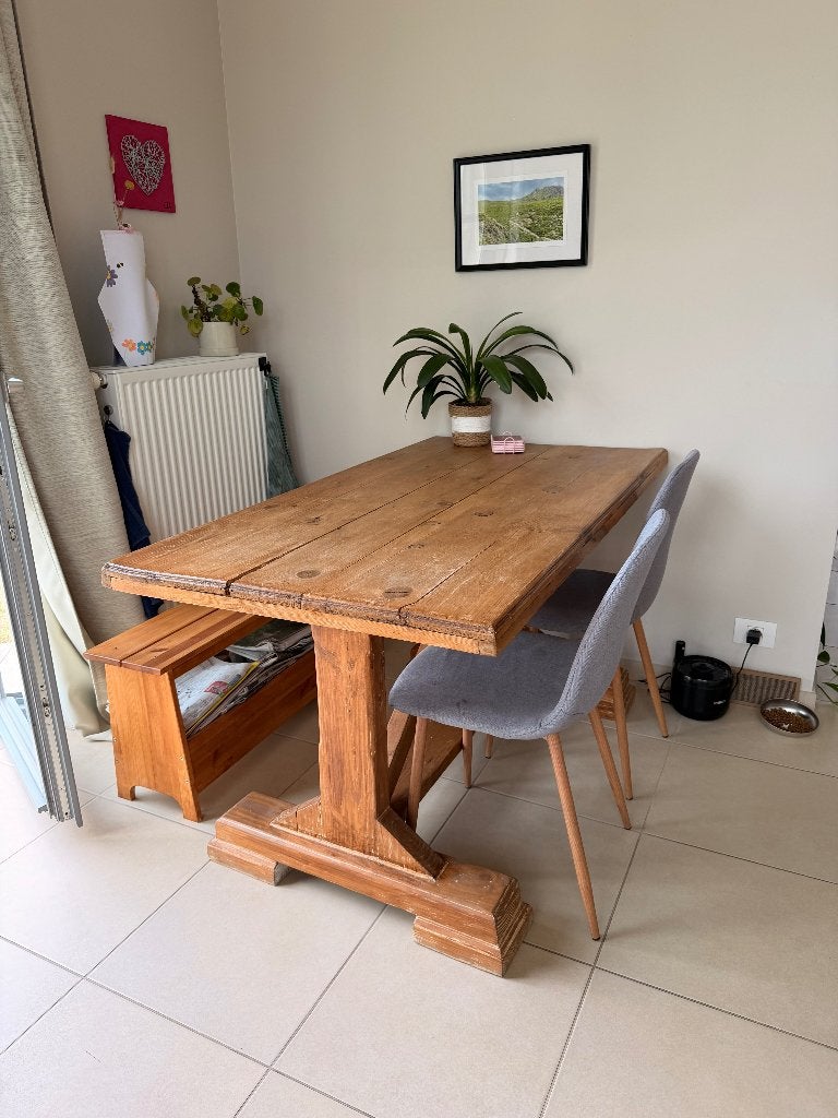 Table à manger robuste en bois massif, Maison & Meubles, Tables | Tables à manger, 150 à 200 cm, Cinq personnes ou plus, Chêne