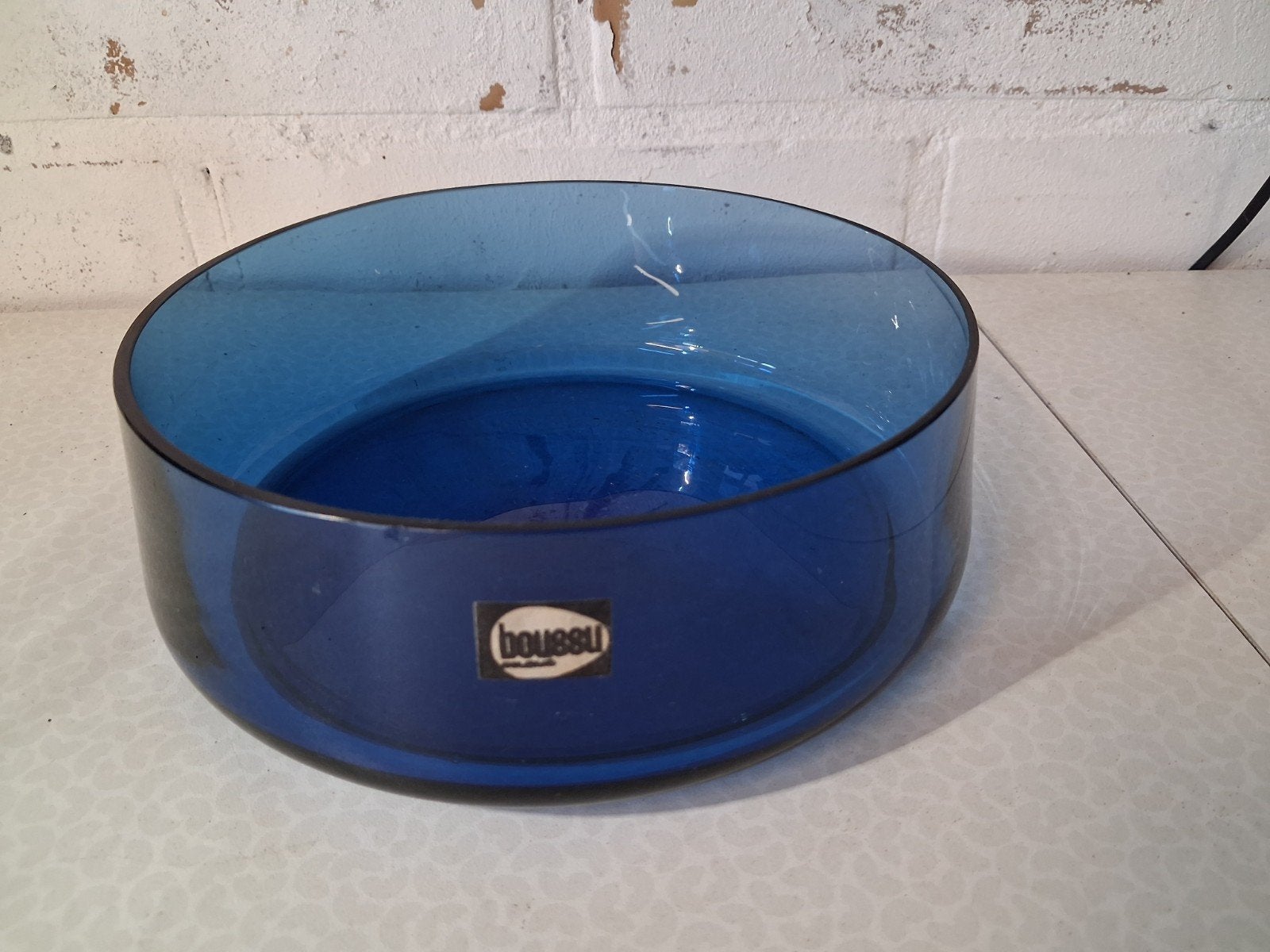 vintage kobaltblauw glazen kom Boussu, Ophalen of Verzenden