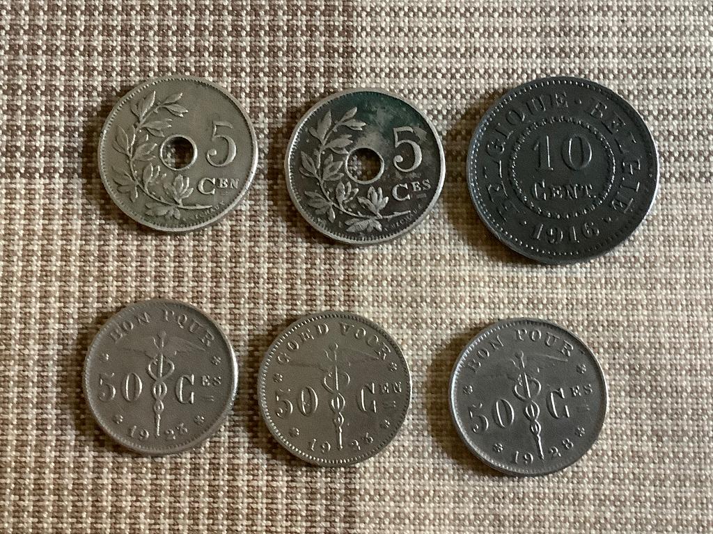 munten belgie 10 cent-5 cent- 50 centimes, Ophalen of Verzenden