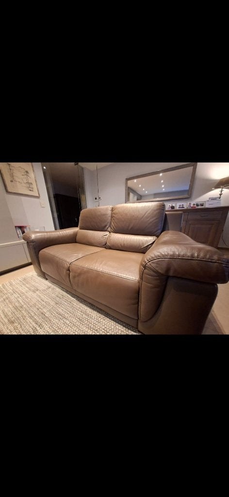 Lederen sofa's (2,5 zit (relax)/2 zit), Maison & Meubles, Fauteuils, Klassiek leer (bruin), Enlèvement, Utilisé, Cuir