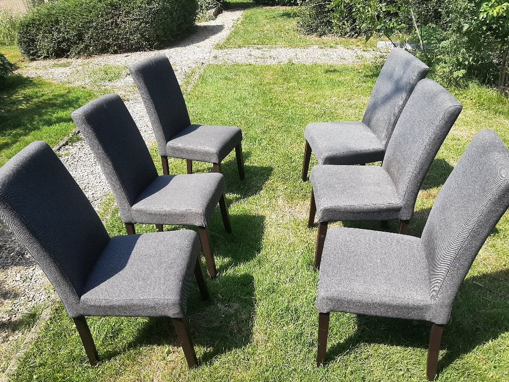 Chaises en tissu bleu gris (6), Gris, Enlèvement, Tissus, Cinq, Six Chaises ou plus