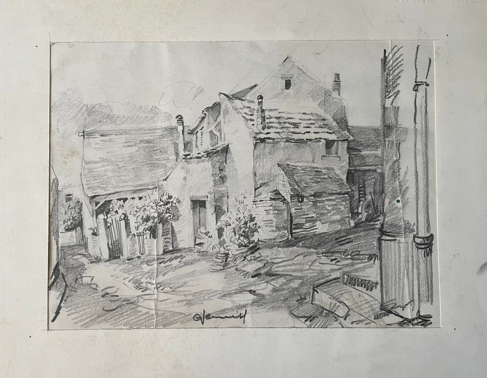 Godfried Vervisch, Antiquités & Art, Enlèvement, Dessin au crayon, Signé