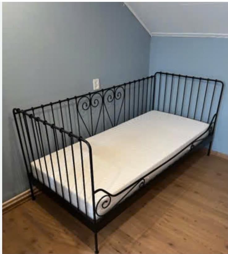 IKEA MELDAL metalen eenpersoonsbed 90  200 cm – €85, Ophalen, Gebruikt, 90 cm, Eenpersoons