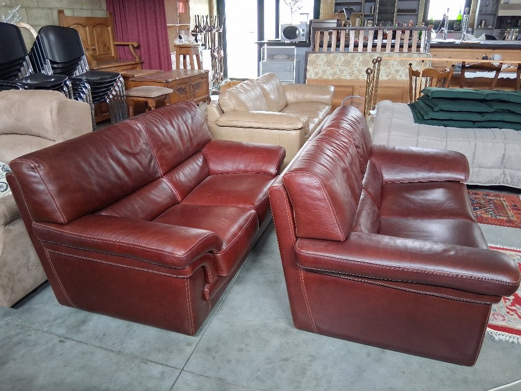 Lederen zetels, Maison & Meubles, Canapés | Salons, 75 à 100 cm, Comme neuf, Enlèvement, 150 à 200 cm