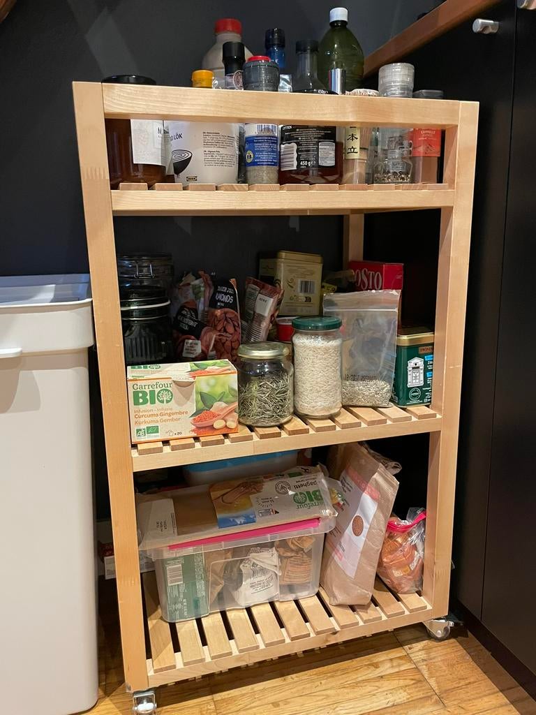 Desserte en bois à roulerte IKEA, Huis en Inrichting, Tafels | Sidetables, 100 tot 150 cm, Grenenhout, Ophalen of Verzenden, Zo goed als nieuw