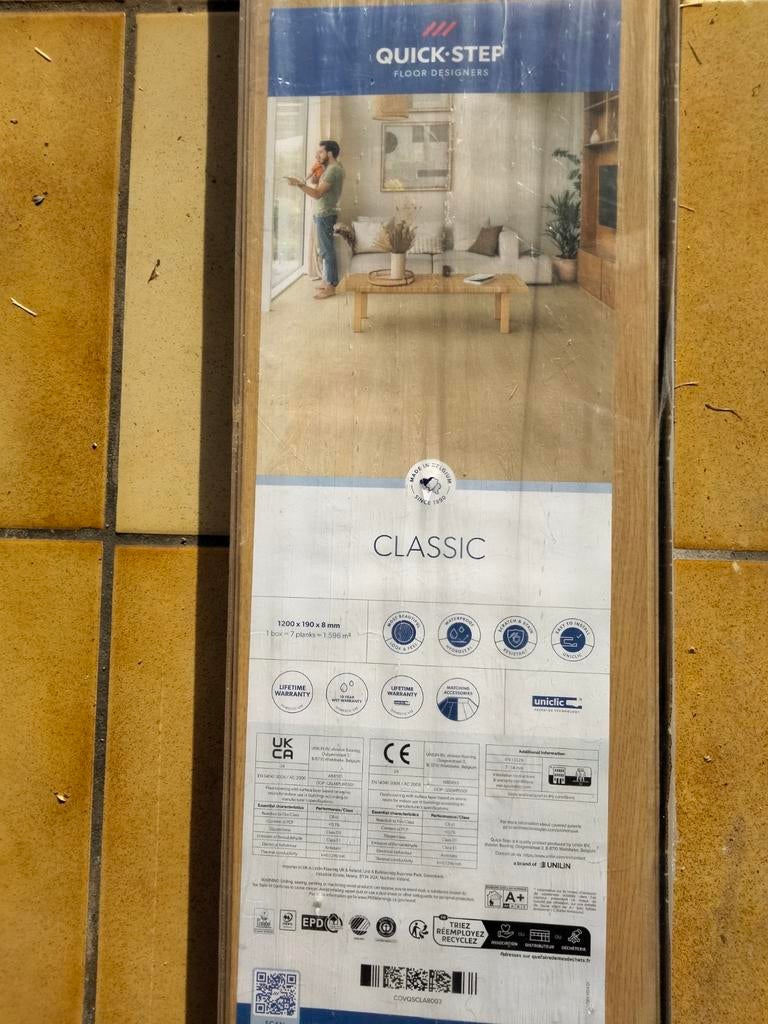 Quickstep light classic oak nieuw in verpakking 6,5m2, Bricolage & Construction, Planches & Dalles, Enlèvement