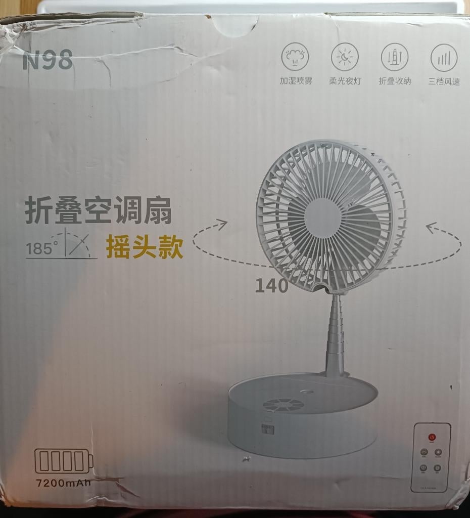 Opvouwbare ventilator met mistfunctie / afstandsbediening, Overige materialen, Overige stijlen, Nieuw, Roze