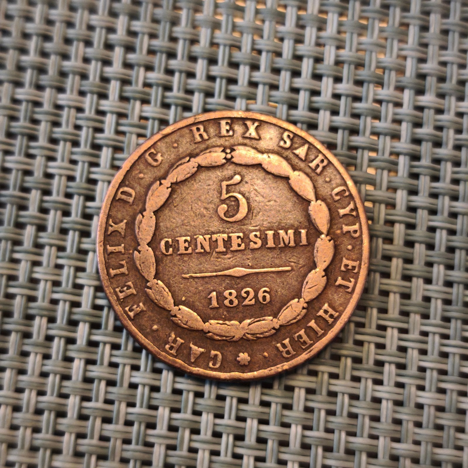 Zeldzame Koperen Munt - 5 Centesimi 1826, Ophalen of Verzenden