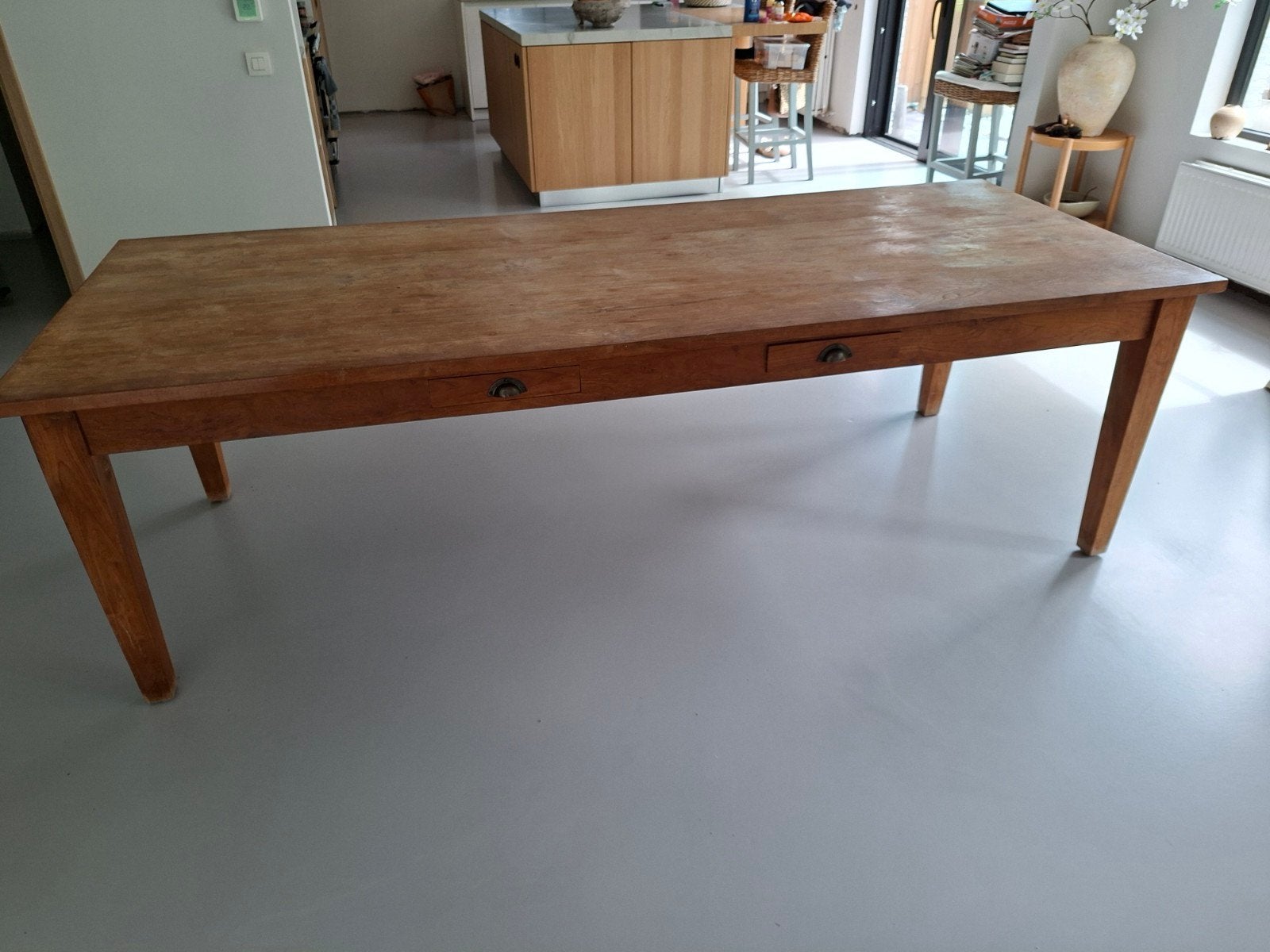 Hele mooie teaken tafel., Huis en Inrichting, Tafels | Eettafels, Ophalen