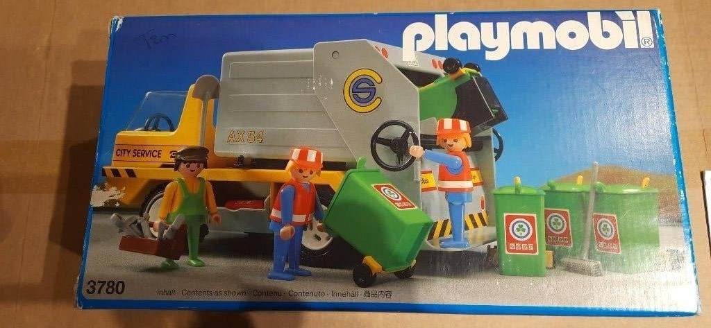 Vintage Playmobil 3780 - vuilniswagen, Gebruikt, Complete set, Voertuig, Ophalen of Verzenden