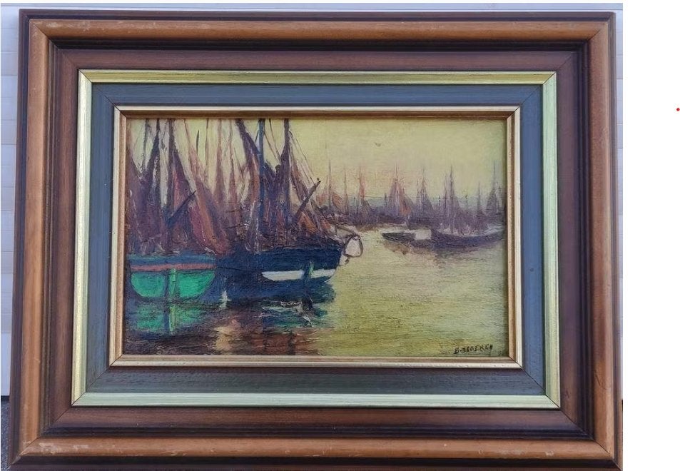 huile sur panneau marine signe bernard debergh, Ophalen of Verzenden, Paneel