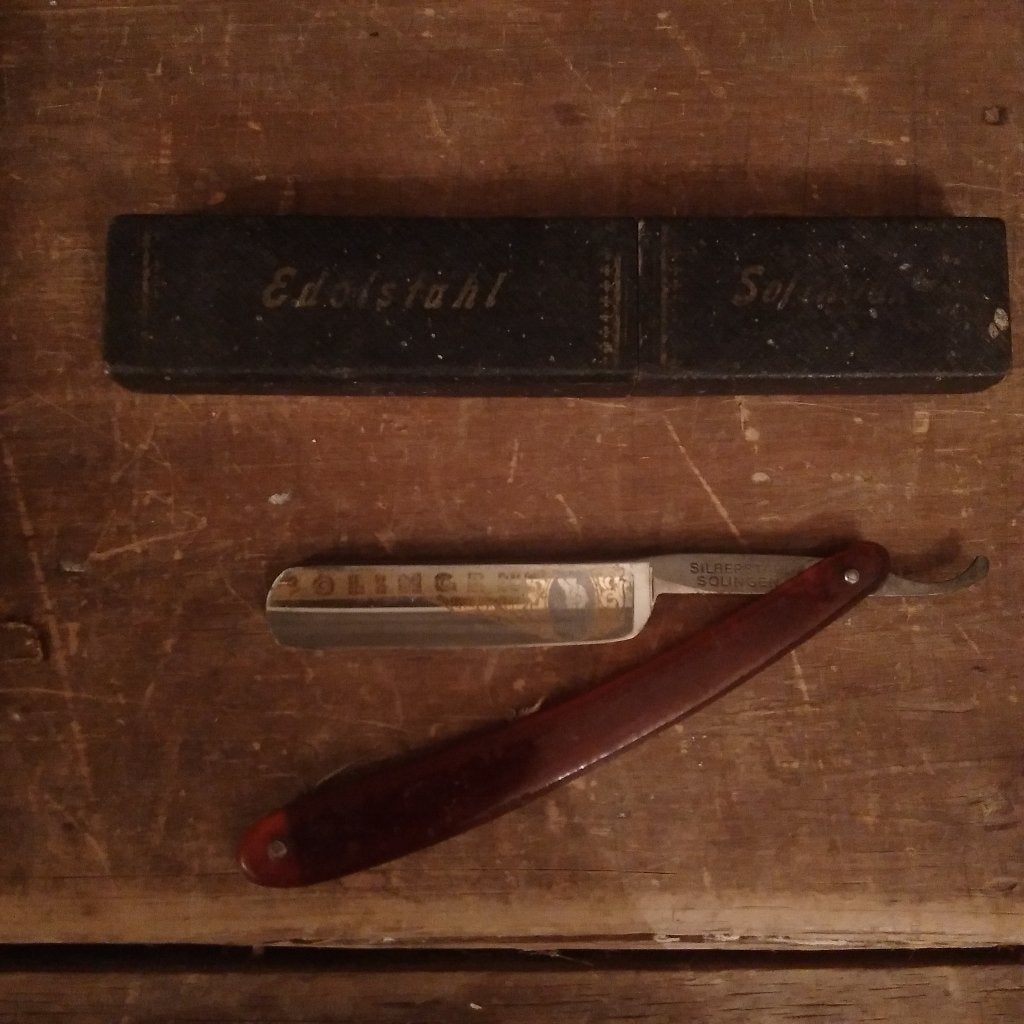 Antieke open scheermes/cut throat razor Solingen, Antiek en Kunst, Verzenden