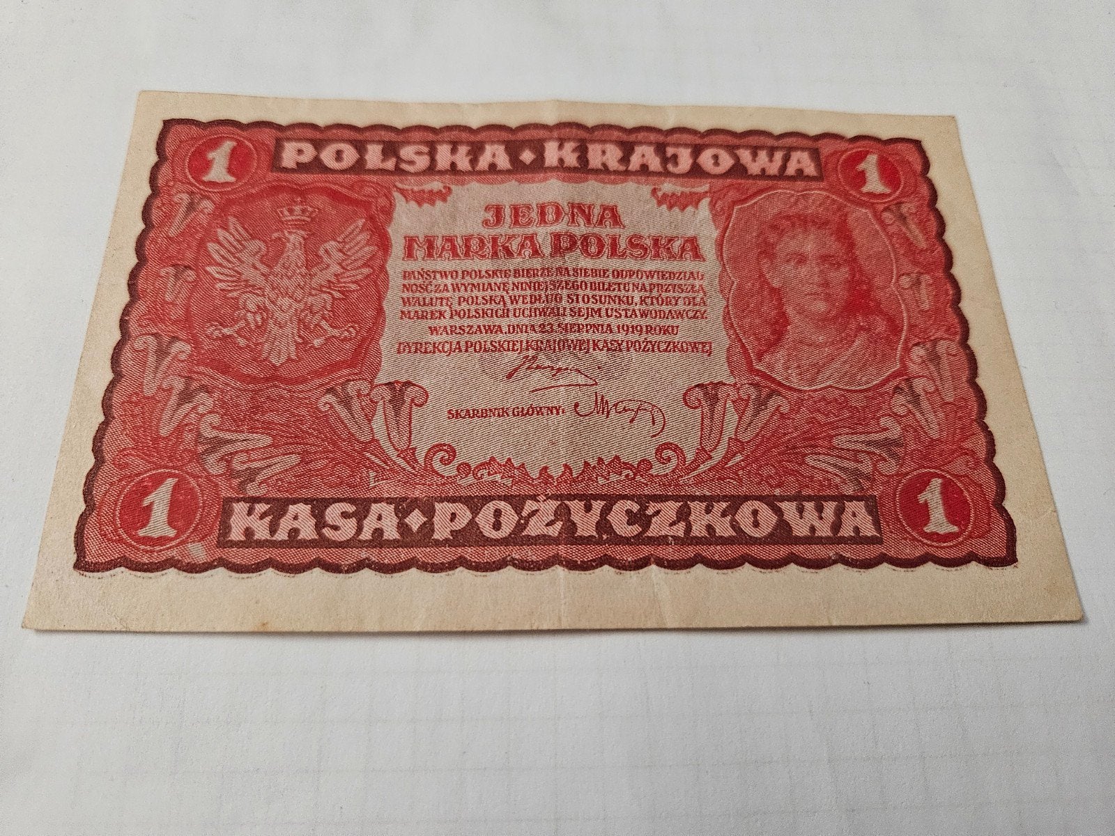 1 mark Pologne, année 1919, Enlèvement ou Envoi, Pologne, Billets en vrac