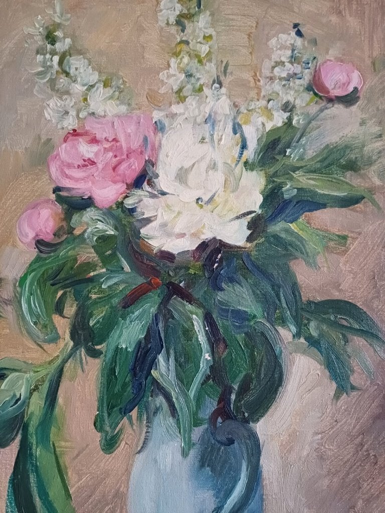 Schilderij M.VAN DEN BEMPT "Bloemen"  60x40, Ophalen of Verzenden