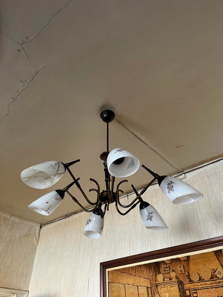 Retro plafondlamp jaren 60/70, Ophalen, Gebruikt