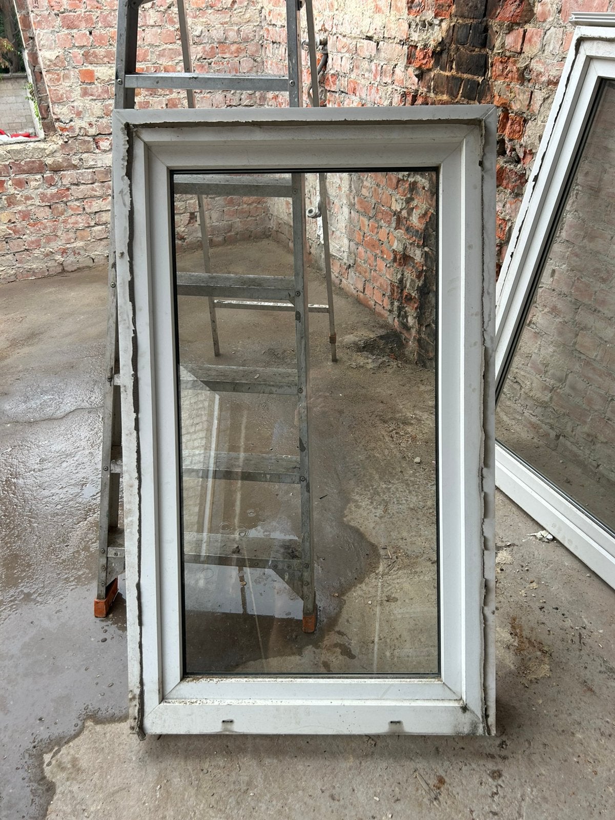 Dubbel glas PVC raam (145x86), Kunststof, Gebruikt, Raamkozijn, Inclusief glas