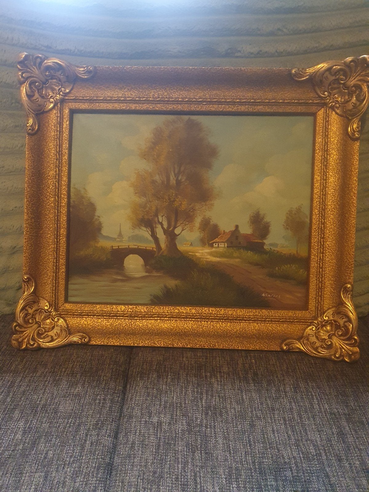 HST, Antiquités & Art, Peinture à l'huile, Paysage, Signé, Enlèvement