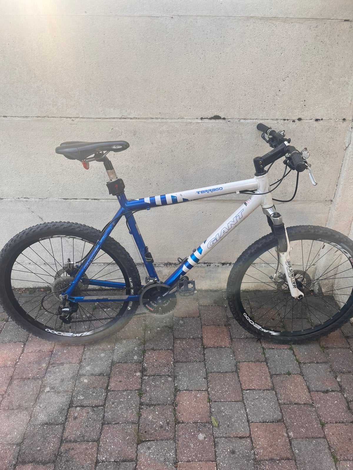 Giant mountainbike blauw / wit, Ophalen, Gebruikt, Hardtail, Heren