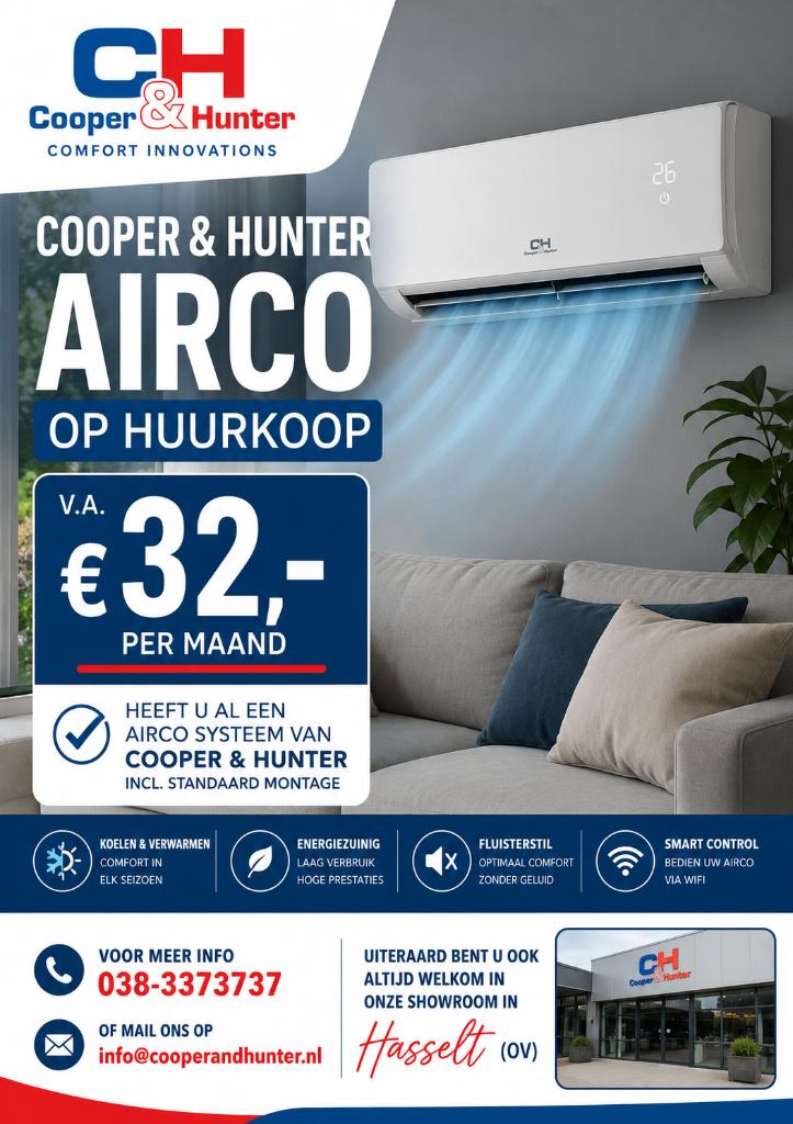 Cooper & Hunter Airco – Huurkoopactie V.A. 32 per maand, Elektronische apparatuur, Airco's, Ophalen, Koelen en Ontvochtigen, Timer