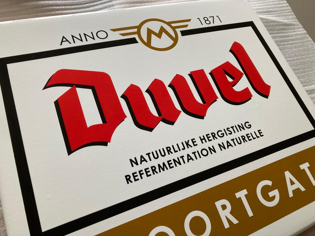 Duvel Moortgat emaille bord, Verzamelen, Ophalen of Verzenden, Zo goed als nieuw, Duvel