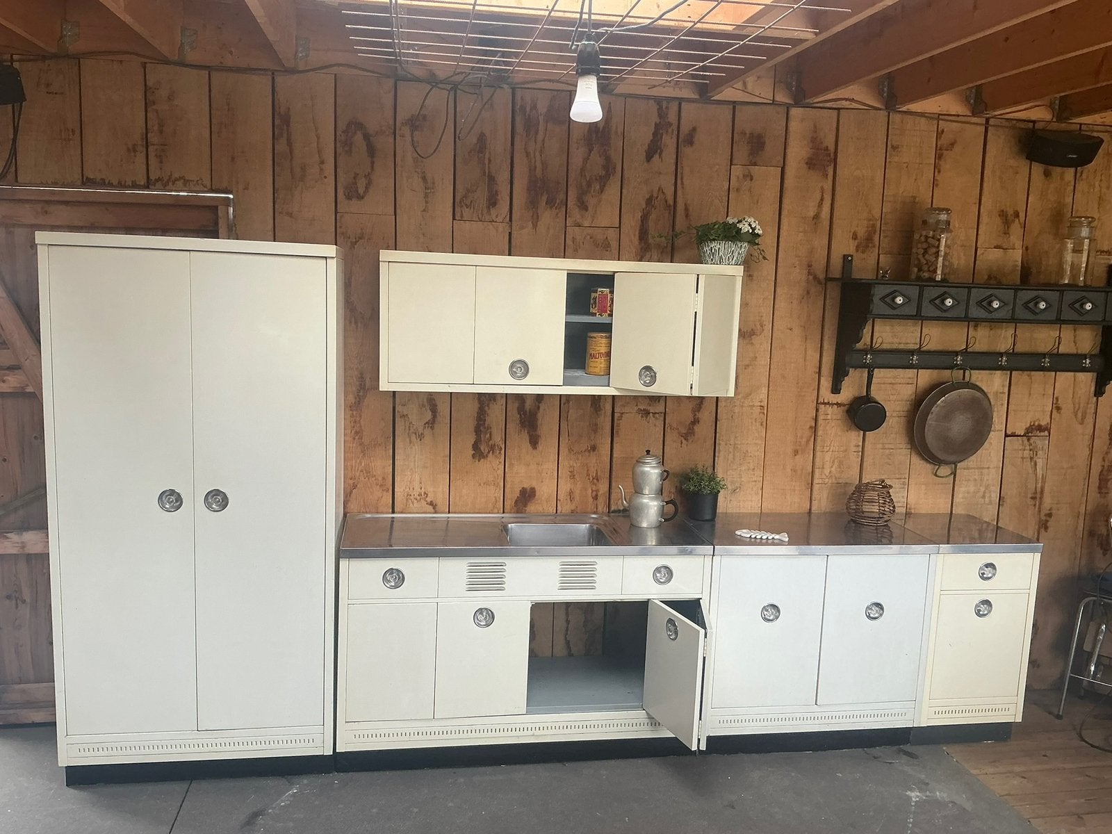 Keuken met geëmailleerde plaat - jaren 50/60, Tuin en Terras, Ophalen, Gebruikt, Vrijstaand