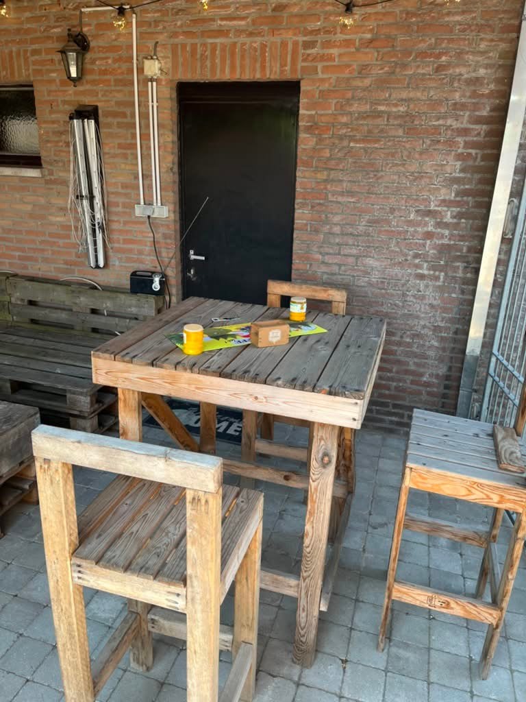 Set hoge tafel met 3 krukken, Ophalen, Gebruikt, 3 zitplaatsen, Tuinset