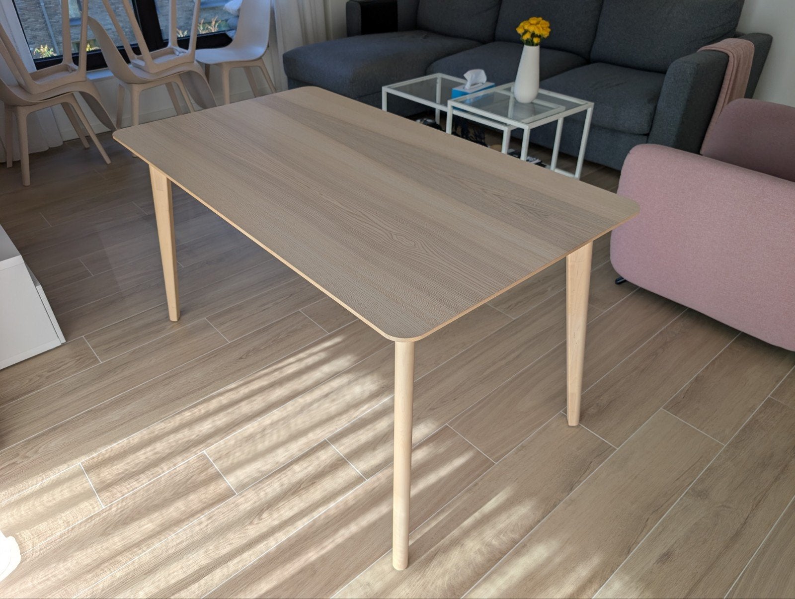 Table à manger Ikea Lisabo en frêne 140x78, Maison & Meubles, 100 à 150 cm, Cinq personnes ou plus, Enlèvement, Utilisé
