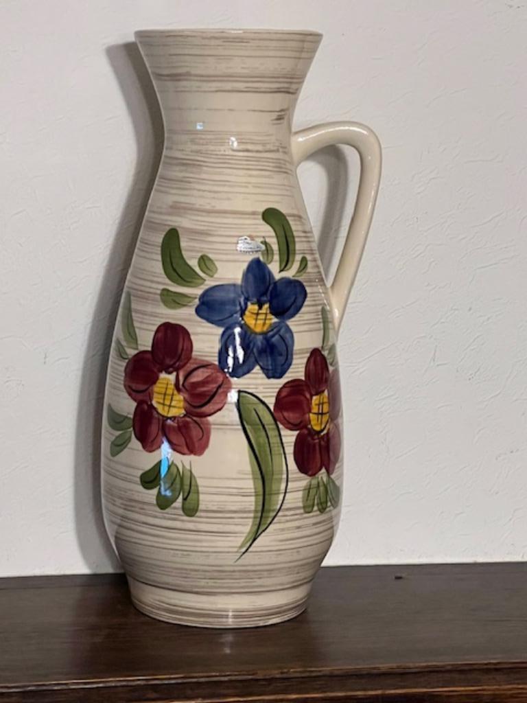 Vintage BAY Keramik vaas, bloemen. 45cm, Ophalen