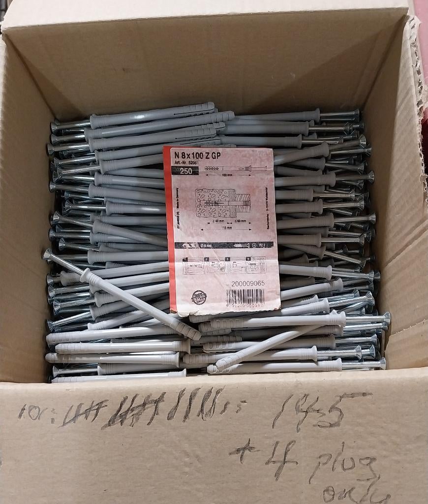 Fischer N 8 X 100 Z GP NAGELSCHROEF PLUGGEN 145stuks, Ophalen, Nieuw, 50 tot 100 mm, Pluggen