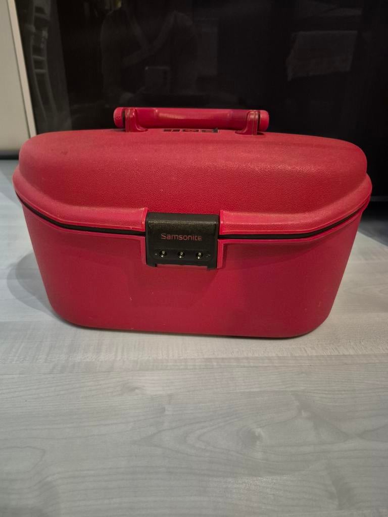 Beautycase samsonite rood vintage 1985, Rouge, Avec miroir(s), Enlèvement, Utilisé