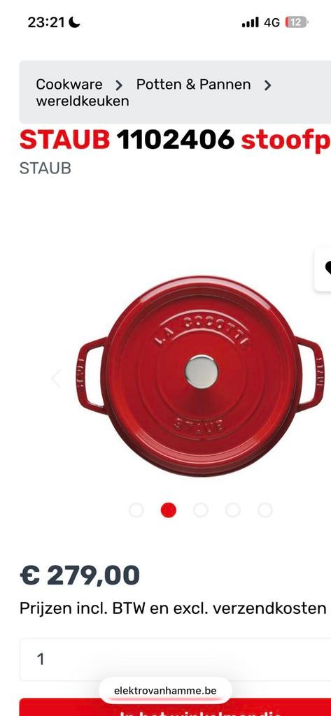 Staub kookpot diam 24 nieuw top kwaliteit, nieuwprijs 279eur, Huis en Inrichting, Keuken | Potten en Pannen, Ophalen of Verzenden